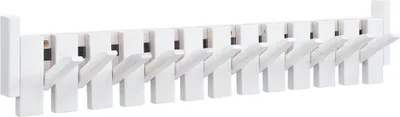 Produktbild von HOME DELUXE Garderobenleiste PORTE - 80 x 3,5 x 15 cm, Weiß | Aus Kautschukbaum | Hakenpaneel, Wandgarderobe, Kleiderhaken