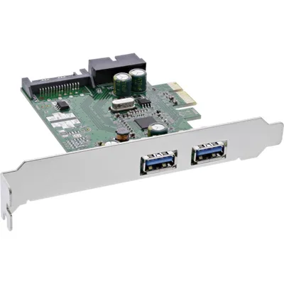 Produktbild von InLine Schnittstellenkarte, 2x+2x USB 3.0, PCIe, mit SATA Strom + LP-Slotblech, PCIe, USB 3.2 Gen 1 (3.1 Gen 1), Niedriges Profil, PCIe 2.0, 5 Gbit/s, Windows 10, Windows 7, Windows 8, Windows 8.1, Windows Vista, Windows XP