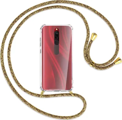 Produktbild von Handykette Backcover-Schutzhülle mit Band (Metall goldfarben) für Xiaomi Redmi 8 - braun+beige
