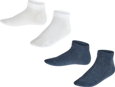 Produktbild von FALKE Kinder Sneakersocken, 2er Pack - Happy, Kurzsocken, einfarbig Weiß/Blau 31-34