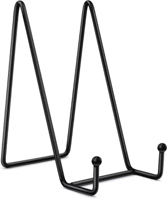Produktbild von Tellerständer zur Präsentation – Schwarzer Staffelei-Tellerhalter aus Eisen, Metallrahmenhalter für Bilder, Fotos, Dekoteller und Tischdekoration
