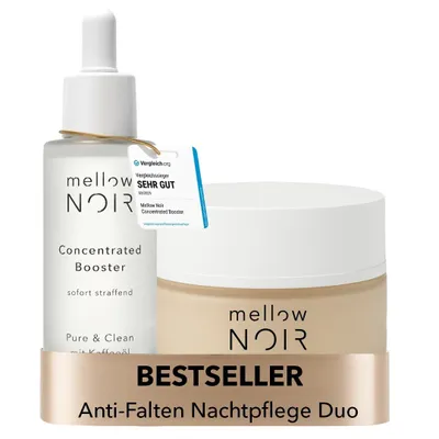Produktbild von mellow NOIR Anti-Falten Nachtpflege Duo - Hyaluronserum mit täglicher Nachtcreme