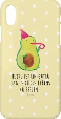 Produktbild von Mr. & Mrs. Panda Iphone 10 Handyhülle Avocado Feier - Gelb Pastell - Geschenk, Hülle, Gute Laune, Cover, Party, Geburtstag, X, Handy, Tröte