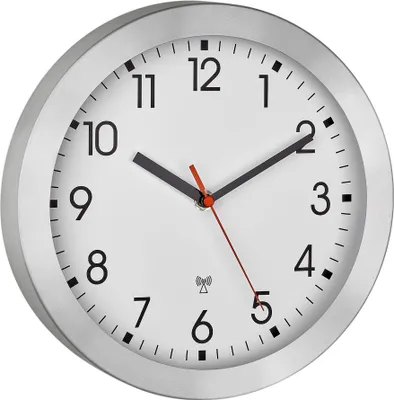 Produktbild von TFA Dostmann 60.3546.02 Funk Wanduhr 25 cm x 4 cm Aluminium (gebürstet) (60.3546.02)