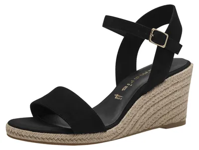 Zdjęcie produktu dla Tamaris sandały damskie espadryle z obcasem klinowym w rafii 1-28300-42, rozmiar:41 EU, kolor:Czarny