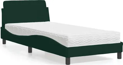 Produktbild von vidaXL Bett mit Matratze "Dover" Dunkelgrün 80x200 cm Samt