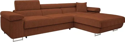 Produktbild von MIRJAN24 Ecksofa Torezio Mini Cord, Stilvoll Eckcouch mit Bettkasten und Schlaffunktion, Einstellbare Kopfstützen, 280x170x70-90 cm (Farbe: Poso 39, Seite: Rechts)