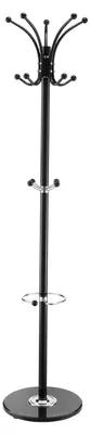 Produktbild von Garderobenständer, 176 cm, Kleiderständer mit Schirmhalter, stabiler Marmorsockel und 14 Haken, Jackenständer für Eingangsbereich, Wohnzimmer