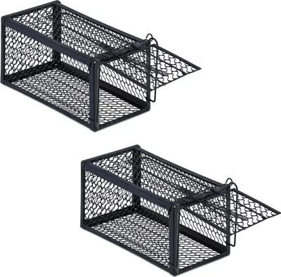 Produktbild von Relaxdays Lebendfalle Mäuse & Ratten, 2er Set, tierfreundliche Nagetierfalle, HBT 12 x 24 x 11,5 cm, Mäusefalle, schwarz