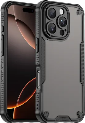 Immagine prodotto di Custodia protettiva per iPhone 16 Pro, retro traslucido opaco, custodia paraurti in TPU Nero