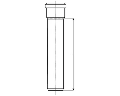 A technical drawing of a pipe with a measurement indicator.