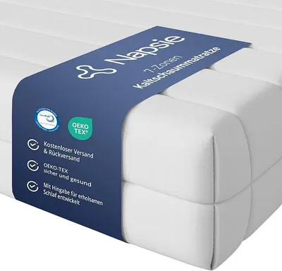 Imagen del producto de Colchón de 7 zonas, 140x200 cm | Firmeza media (H3) | Colchón de espuma fría ergonómico | Hipoalergénico y antibacteriano | Funda desmontable y lavable | Oeko-TEX® (12 cm, 140 x 200 cm)