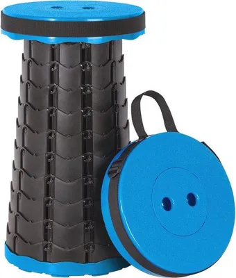 Productafbeelding van Famanu Opklapbare, uitschuifbare kruk - Draagbaar, lichtgewicht, verstelbaar, maximale belasting 150 kg - Blauw/Zwart