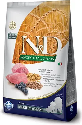 Immagine prodotto di N&D Ancestral Grain Cuccioli medi e maxi di agnello e mirtillo 12 kg