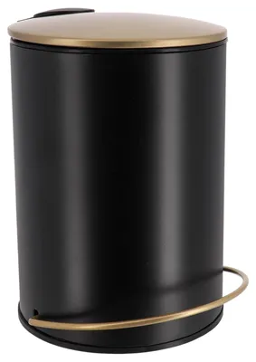 Produktbild von TENDANCE Abfalleimer Mülleimer 3 l schwarz gold Abfallbehälter aus Metall mit Deckel