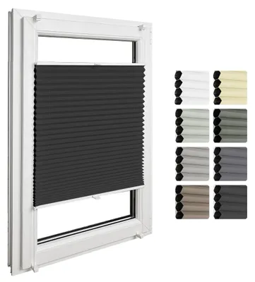 Produktbild von Doppelplissee ohne Bohren mit Klemmfix (Weiß-Schwarz, B125cm x H150cm)