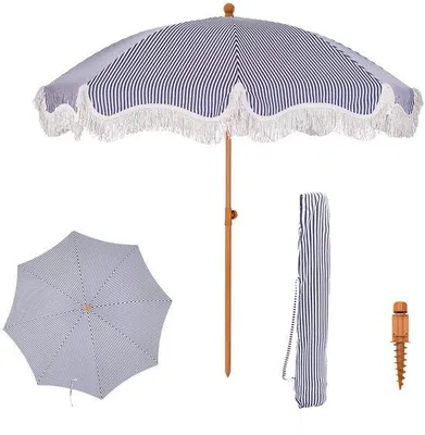 Produktbild von Azomor® Stilvolle runde Sonnenschirm mit Knickfunktion und Fransen für Terrasse und Balkon