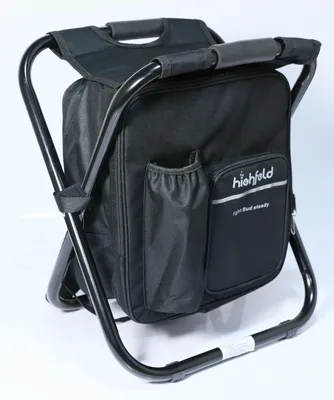 Produktbild von highfeld® Sitzrucksack Ansitzrucksack mit Hocker black Campinghocker Angelhocker Falthocker