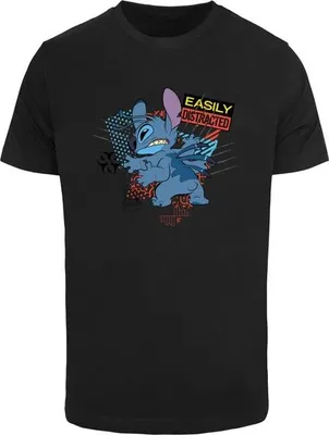 Obrázek produktu pro Pánské tričko Mr. Tee Lilo & Stitch Easily Distracted Tee black - S
