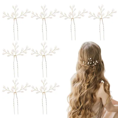 Produktbild von Elzusha – Set aus 8 goldenen Haarschmuck-Accessoires für Hochzeit und Verlobung