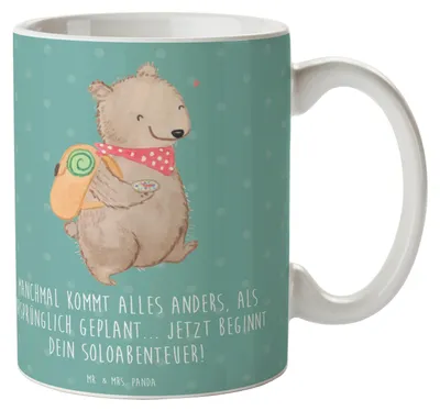 Produktbild von Mr. & Mrs. Panda Tasse Scheidung Soloabenteuer - Meeresbrise - Geschenk, Becher, Heiraten, Heirat, Geschenke, Pott, Veränderung, Hoffnung, Teetasse, Keramiktasse, Chancen
