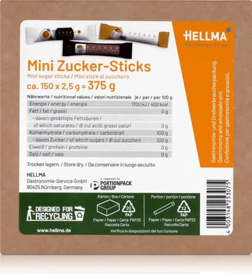 Produktbild von Hellma Mini Zucker-Sticks ca. 150x2,5g (1er Pack)