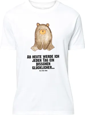 Produktbild von Mr. & Mrs. Panda Tshirt Bär sitzend - Weiß - Geschenk, Oversize T-Shirt, Shirt, Großes, Teddy