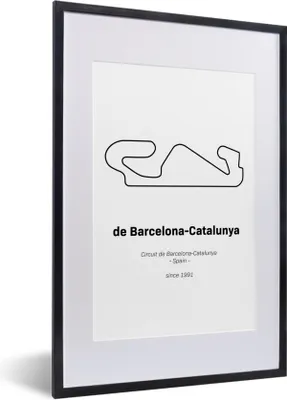 Produktbild von MuchoWow® Gerahmtes Poster Formel 1 - Barcelona - Rennstrecke 40x60 cm - Poster mit Schwarzem Bilderrahmen Wandposter Rahmen Foto Bilder - Poster in Rahmen