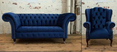 Produktbild von Designer Sofa Chesterfield 2 Sitzer Couch + Ohrensessel Relax Lehn Polster Sofas
