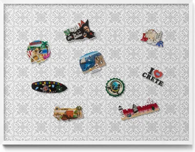 Produktbild von Magnettafel 80x60 cm – Weißer Rahmen – Regelmäßiges Ornamentmuster – Magnetwand, Memoboard – Metall Magnetische Tafel, Küche