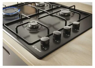 Produktbild von Candy Idea CHW6LBB, Schwarz, Integriert, 60 cm, Gaskochfeld, Edelstahl, 4 Zone(n)