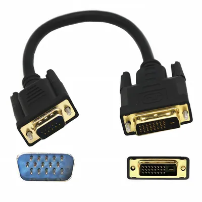 Produktbild von O33 DVI 24+1 auf VGA Kabel 25cm – DVI Stecker zu VGA Stecker, Male/Male Adapterkabel für PC, DVD-Player, Monitor, Beamer, HDTV, Full HD 1080p