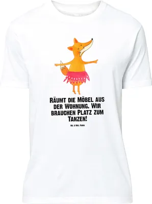 Produktbild von Mr. & Mrs. Panda Größe M T-Shirt Fuchs Ballerina - Weiß - Geschenk, Tanzen, Tänzer, mit Spruch, Tshirt, Shirt, Herren, Party, Feier, Geburtstag