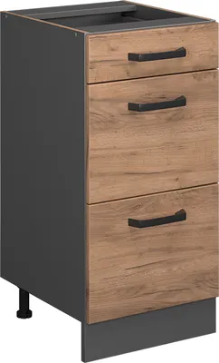Produktbild von Vicco Küchenunterschrank R-Line, 40 cm mit Schubladen, ohne Arbeitsplatte, Goldkraft Eiche/Anthrazit