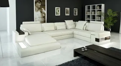 Produktbild von Ecksofa U Form Leder Polster Couch Design