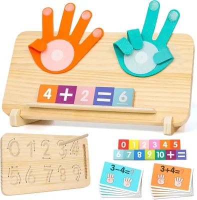 Produktbild von Montessori-Spielzeug, Lernspiel ab 4, 5, 6 Jahren – Pädagogisch wertvoll für das Rechnen und das Erlernen von Zahlen – Holz-Lernspielzeug für Kinder