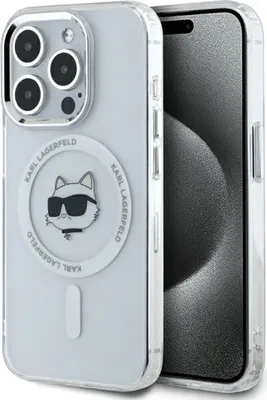 Immagine prodotto di Karl Lagerfeld Klhmp15Lhlschh Iphone 15 Pro 6.1 Biały/Bianco Custodia rigida Iml Metallo Testa Choupette Magsafe