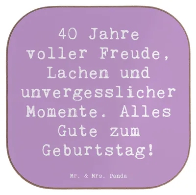 Produktbild von Mr. & Mrs. Panda Untersetzer für Gläser Spruch 40. Geburtstag Freude - Lavendeltraum - Geschenk, gläseruntersetzer, Getränkeuntersetzer, liebevolle Überraschung, Coaster