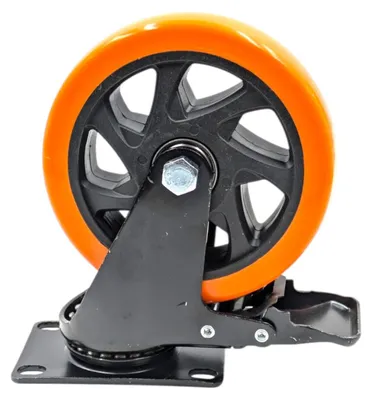 Image de Roue pivotante pour meubles, 5 pouces (125 mm), avec frein, capacité jusqu'à 100 kg - Roue de transport robuste avec plaque de montage