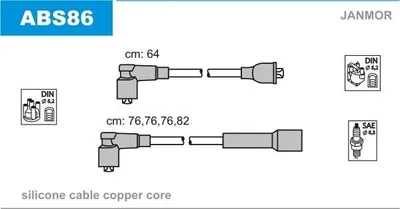 Produktbild von JANMOR ABS86 Zündkabelsatz Zündleitungssatz für AUDI 80 (81, 85, B2) COUPE (81, 85)