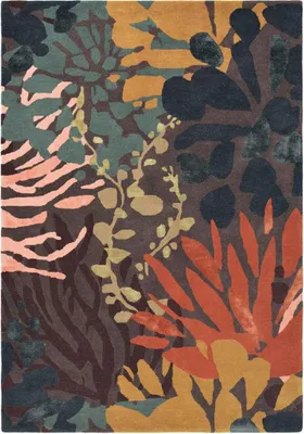 Produktbild von Wohn- und Schlafzimmerteppich aus Wolle mit Blumenmuster SUBMARINE