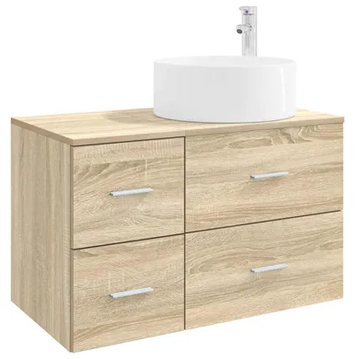 Productafbeelding van Badkameraccessoireset, 2 stuks, Sonoma-eikenhout fineer