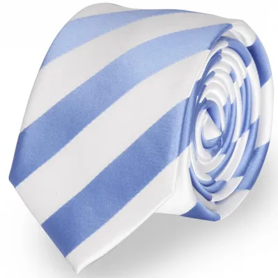Produktbild von Fabio Farini - 1 Stück gestreifte Herren Krawatte - Tie mit Streifen in 6cm oder 8cm Breite Schmal (6cm), Weiß/Perlblau