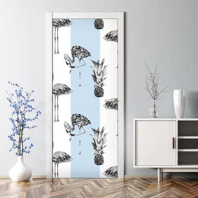 Produktbild von Dekorative Türtapete Türposter selbstklebend Klebefolie Türaufkleber Tropische Blumen 70 x 200 cm