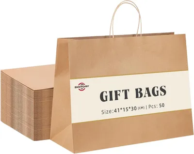 Produktbild von Geschenktüten Set 50 Stück Papier Öko Braun 40x15x30 cm
