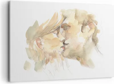 Produktbild von Bild auf Leinwand - Leinwandbild - Einteilig - Kuss Paar Liebe - 120x80cm - Wand Bild - Wanddeko - Wandbilder - Leinwanddruck - Bilder - Wanddekoration - Leinwand bilder - Wandbild - AA120x80-5005