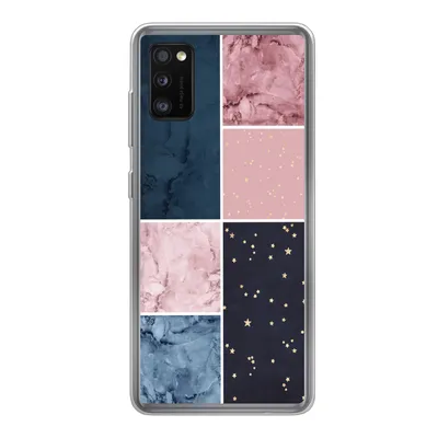 Produktbild von MuchoWow® Handyhülle Schutzhülle Hülle für Samsung Galaxy A41 Marmor - Rosa - Blau Silikon Softcase Handy Hülle - Mobiltelefon