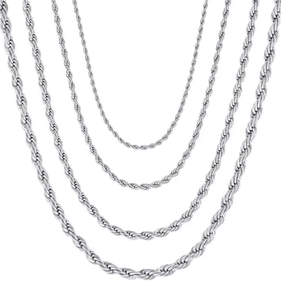 Produktbild von Halskette Edelstahl Verdrehte Kette Silber 70 cm Breite 3 mm