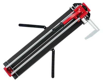 Produktbild von Fliesenschneider - Manuell 80 cm - Doppelschiene & Halterung - Infrarot-Laser, 2× AAA enthalten - Schneidrad aus Wolframlegierung - Aluminiumlegierung - Rot