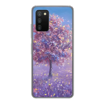 Produktbild von MuchoWow® Handyhülle Schutzhülle Hülle für Samsung Galaxy A03s Baum - Sommer - Rosa Silikon Softcase Handy Hülle - Schutz